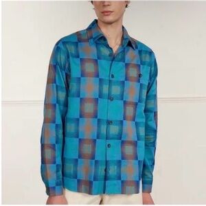 NWT PERCIVAL Razzle Check Knit Long Sleeve Shirt XL